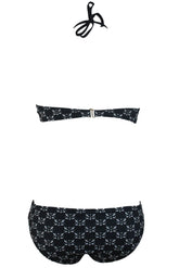 Kaamastra Black & White Printed Halter Neck Bikini for Women